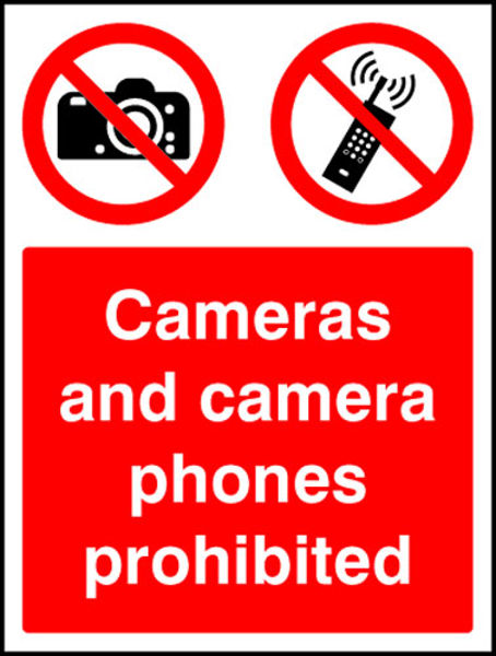 Picture of Cameras and camera phones prohibited