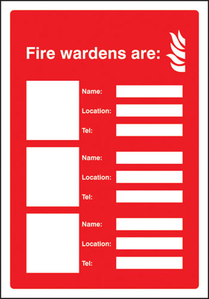 Picture of Fire wardens are (3 names, locations and numbers)