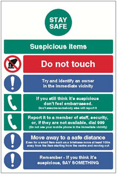 Picture of Stay safe - suspicious items info