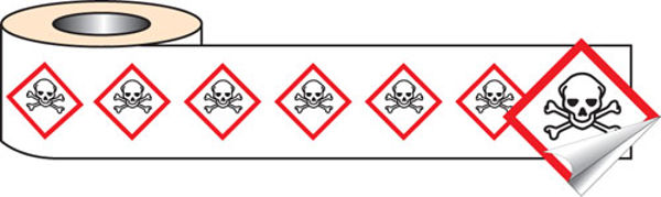 Picture of 250 S-A labels 100x100mm GHS Label - Toxic