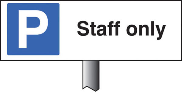 Picture of Parking staff only verge sign 450x150mm (post 800mm)