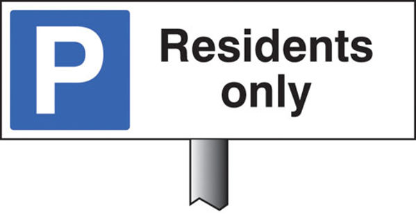 Picture of Parking residents only verge sign 450x150mm (post 800mm)