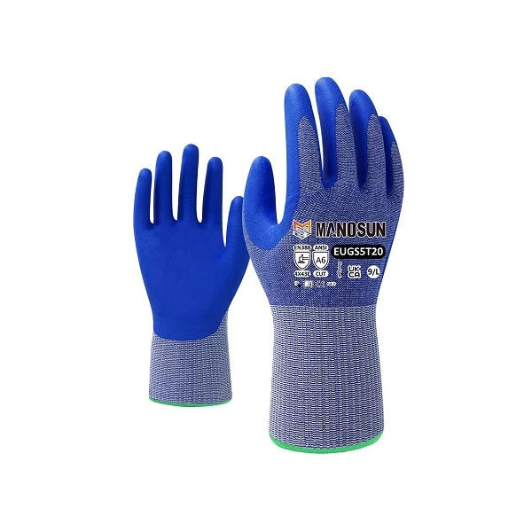 Picture of Manosun Blue Cut E Nitrile Coated 13 Gauge Glove