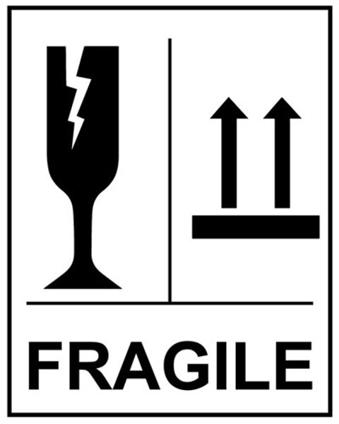 Picture of Fragile Glass This way up self adhesive labels 75x100mm - 250 per roll
