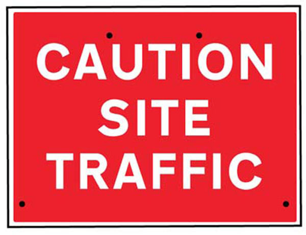 Picture of Caution site traffic, 600x450mm Re-Flex Sign (3mm reflective polypropylene)