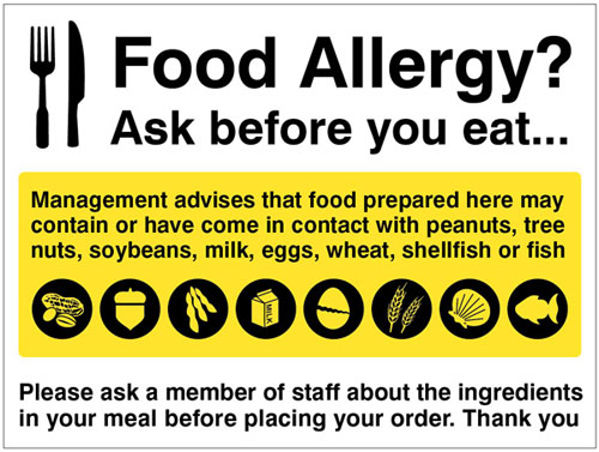 Picture of Food Allergy Notice