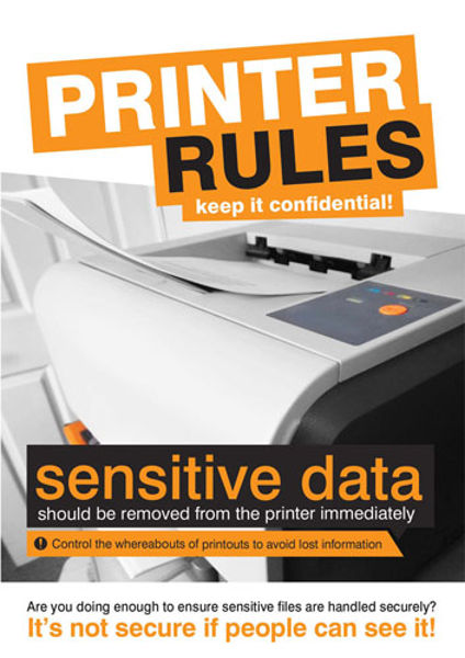Picture of Data security poster - Printer rules - 420x594mm synthetic paper