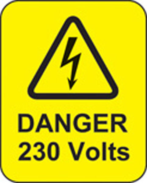 Picture of Danger 230 volts roll of 100 labels 40x50mm