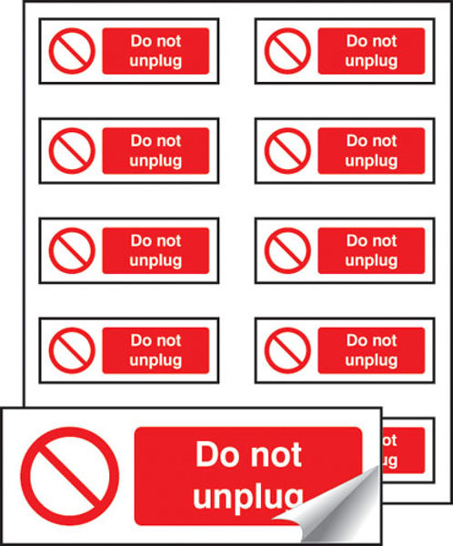 Picture of Do not unplug sheet of 10 labels 40x18mm