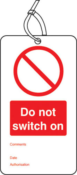 Picture of Do not switch on double sided safety tags (pack of 10)