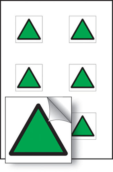 Picture of Green triangle vibration safety 25x25mm - sheet of 6 self adhesive