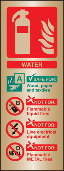 Picture of Water extinguisher identification brass 75x200mm