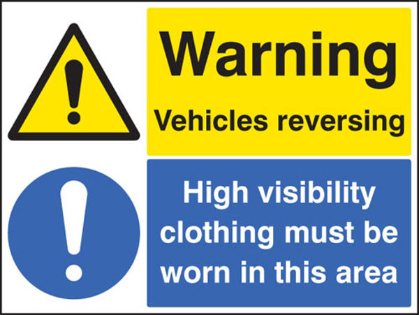 Picture of Warning vehicles reversing high vis clothing must be worn