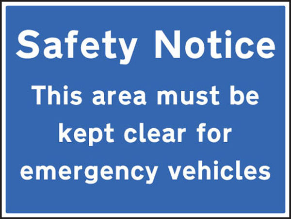 Picture of Safety notice area must be kept clear for emergency vehicles