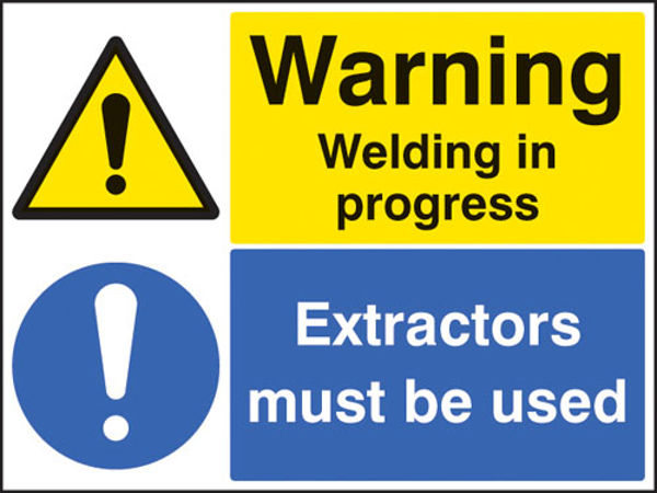 Picture of Warning welding in progress extractors must be used