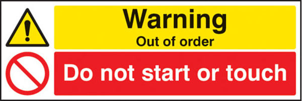 Picture of Warning out of order do not start or touch