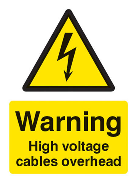 Picture of Warning high voltage cables overhead