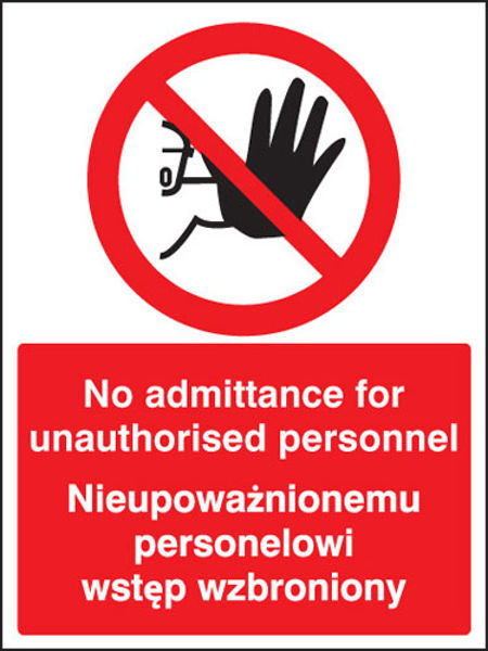 Picture of No admittance to unauthorised personnel (English-polish)