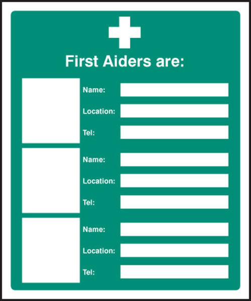 Picture of First aiders are (space for 3)