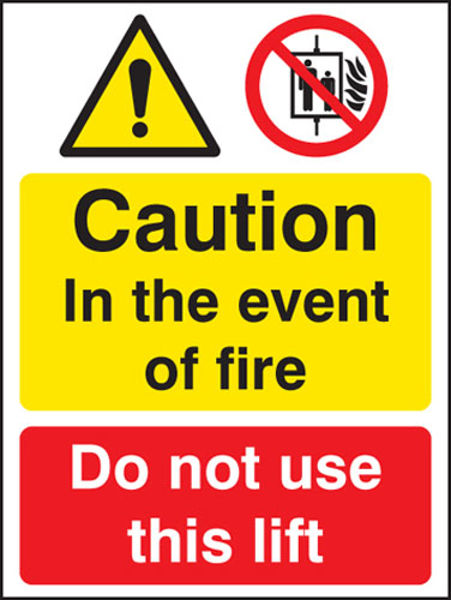 Picture of Caution in the event of fire - do not use this lift