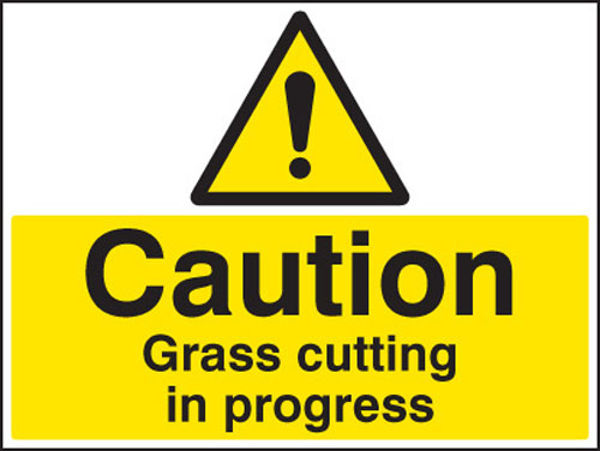 Picture of Caution grass cutting in progress