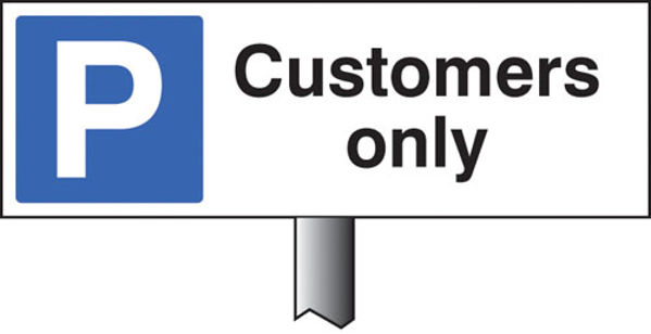 Picture of Parking customers only verge sign 450x150mm (post 800mm)