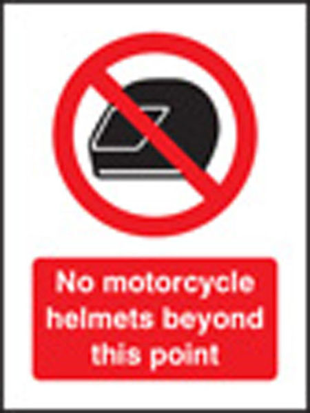 Picture of No motorcycle helmets beyond this point 75x100mm sav on face