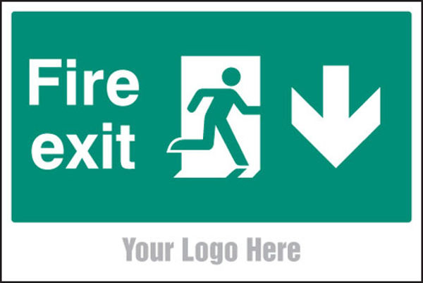Picture of Fire exit, arrow down, site saver sign 600x400mm