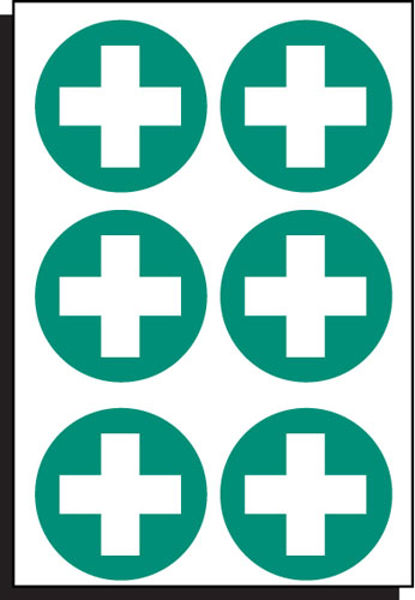 Picture of First aid symbol 65mm dia - sheet of 6
