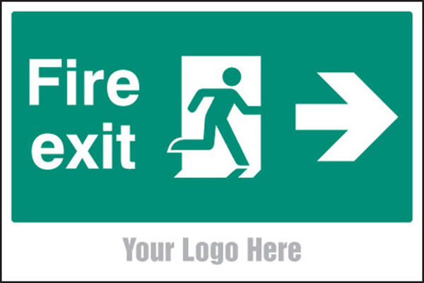 Picture of Fire exit, arrow right, site saver sign 600x400mm