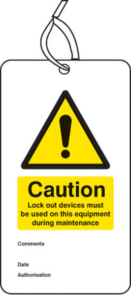 Picture of Lockout Tag - Lock out device must be used on this equipment... (80x150mm) 