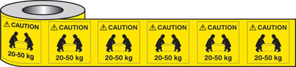 Picture of Lifting labels caution 20-50kg roll of 500 50x50mm