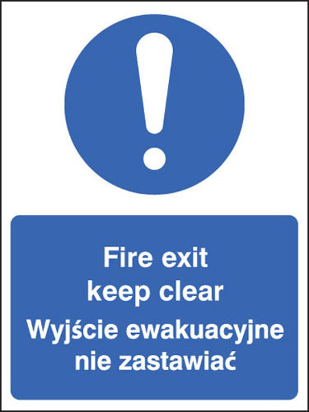 Picture of Fire exit keep clear (English-polish)