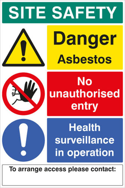 Picture of Site safety board asbestos 600x900mm c-w contact details 1mm PVC