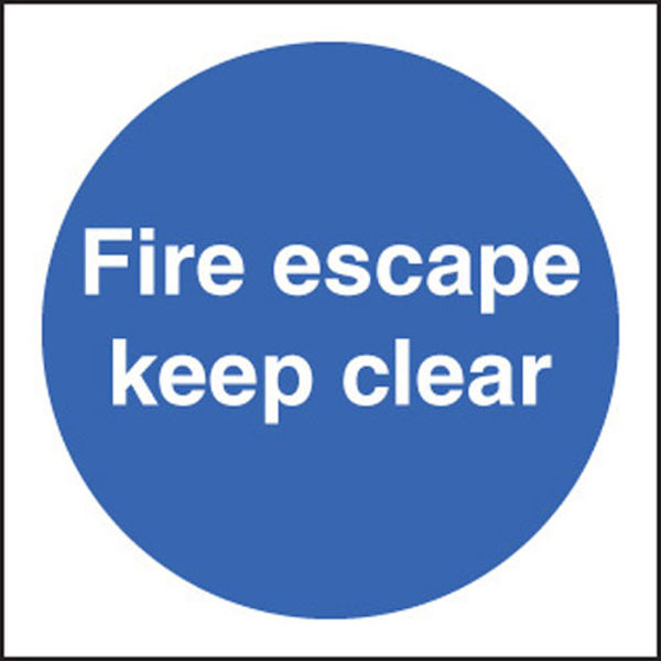 Picture of Fire escape keep clear double sided self adhesive 100x100mm
