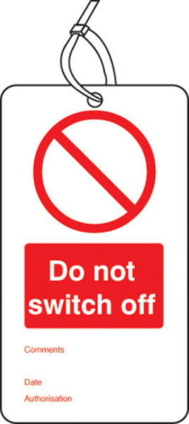 Picture of Do not switch off double sided safety tags (pack of 10)