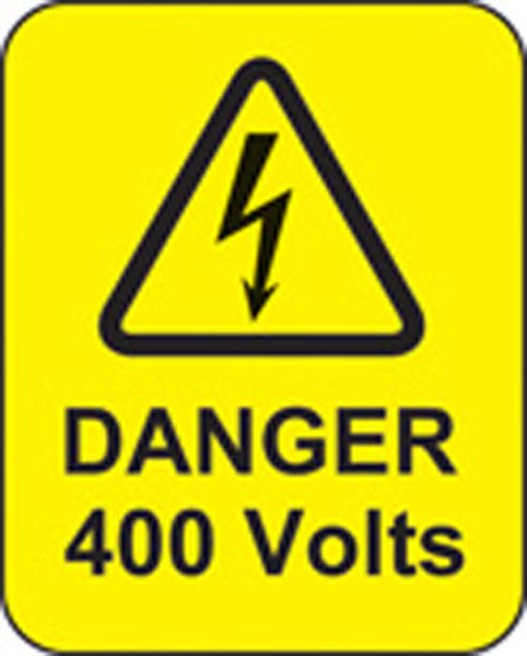 Picture of Danger 400 volts roll of 100 labels 40x50mm