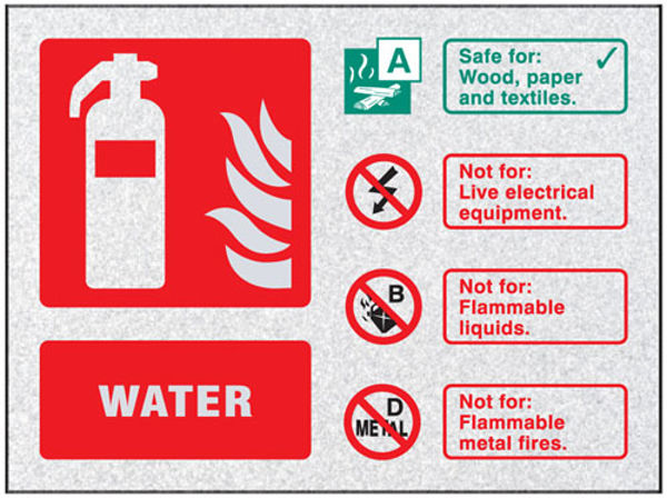 Picture of Fire ID - Water visual impact sign 200x150mm c-w stand off locators