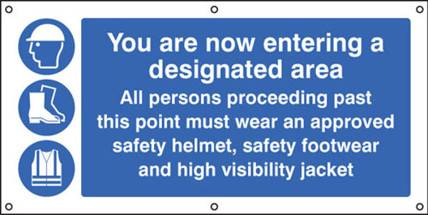 Picture of You are now entering a designated area banner c-w eyelets