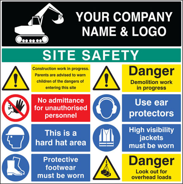 Picture of Site safety board 1200x1200mm 5mm pvc c-w logo