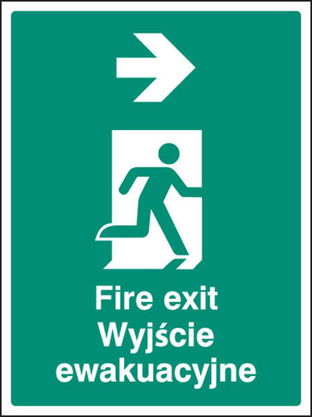 Picture of Fire exit arrow right (English-polish)
