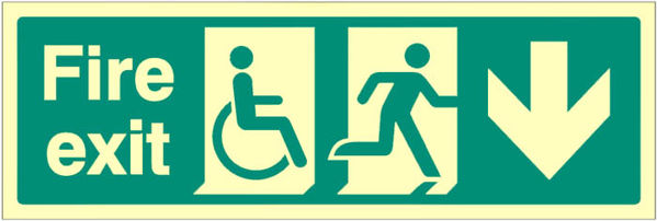 Picture of Fire exit (running man, disabled symbol, arrow down)