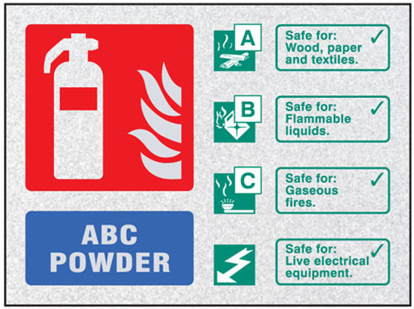 Picture of Fire ID - ABC Powder visual impact sign 200x150mm c-w stand off locators