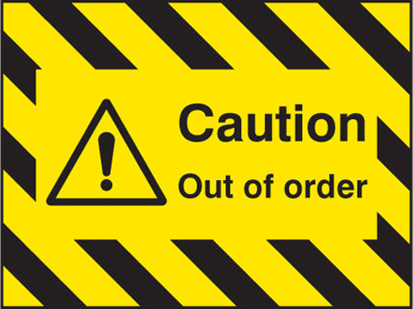 Picture of Door Screen Sign- Caution out of order 600x450mm