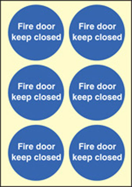 Picture of Fire door keep closed 65mm dia - sheet of 6 photoluminescent