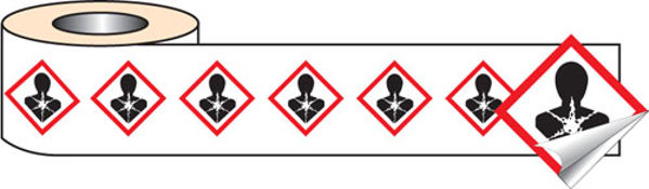 Picture of 250 S-A labels 50x50mm GHS Label - Health Hazard