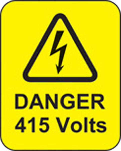 Picture of Danger 415 volts roll of 100 labels 40x50mm