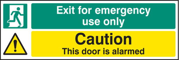 Picture of Exit for emergency use only caution door is alarmed