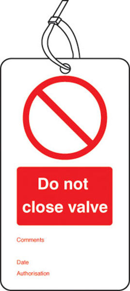 Picture of Do not close valve double sided safety tags (pack of 10)