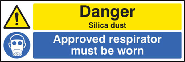 Picture of Danger silica dust Approved respirator must be worn